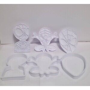 Spiderman inspired cookie cutters set with stamps and handles